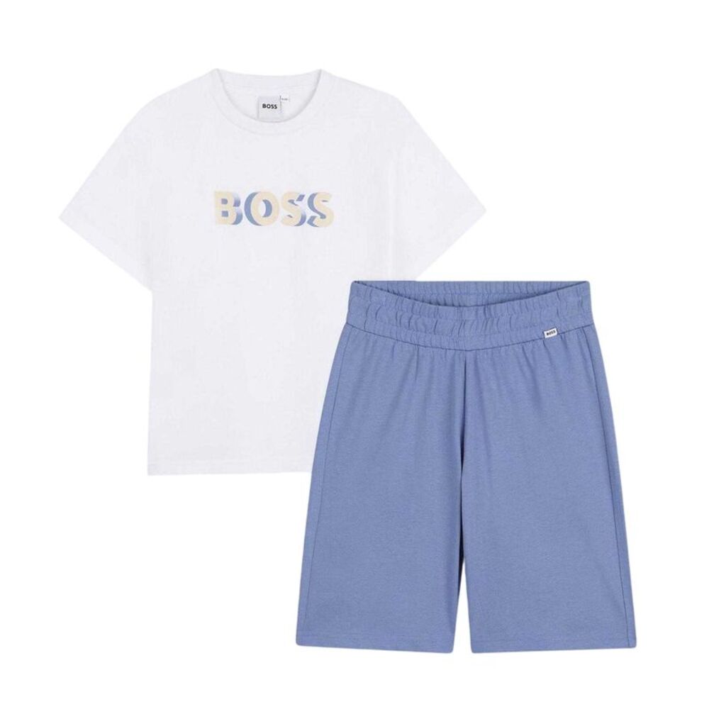 Boss Childrens/Kids Logo T-Shirt & Shorts Set / White